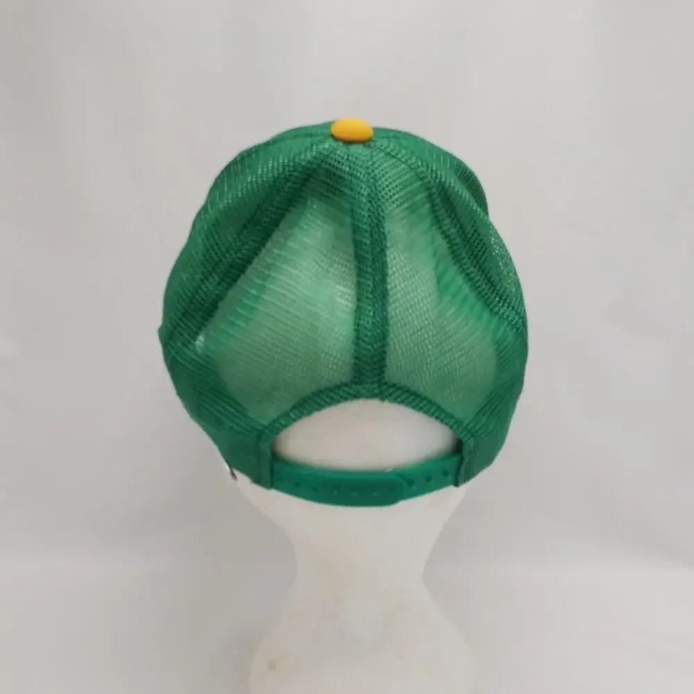 Vintage 70s Blank Trucker Hat Green Yellow Two Tone Mesh Snapback Cap VTG